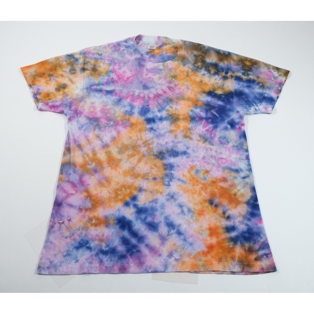 Jockey T-Shirt Mens L Multi Color Power Knit Vintage 90s Scrunch Tie Dyeβ Cotton